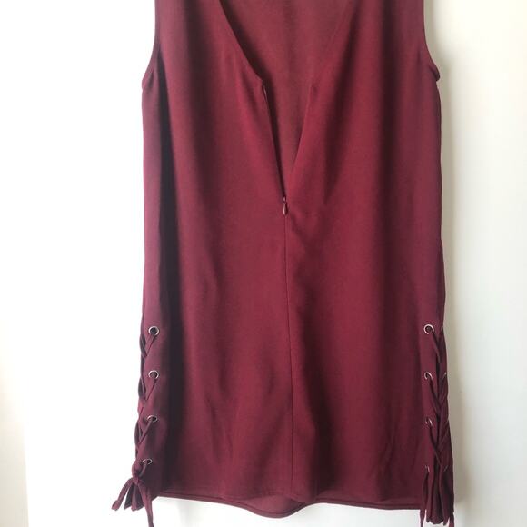 Cupcakes & Cashmere Burgundy Shift Dress Sleeveless Wine Red Purple Size Small - Picture 7 of 8